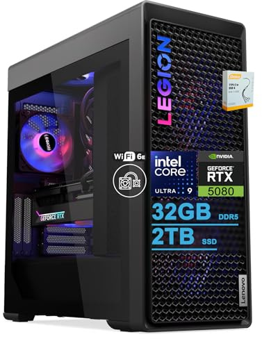 Lenovo Legion Tower 7i Gen 10 Gaming AI Desktop | Intel 24-core Ultra 9 285K | 32GB DDR5 2TB SSD | GeForce RTX 5080 (Up to 1801 AI Tops) | 360mm Liquid Cooler ARGB Fan 850W PSU Win11 w/DLCA Accessory