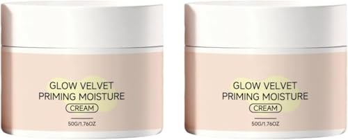 Glow Velvet Priming Moisture Cream, Pore Blurring and Makeup Gripping Primer, Moisturizing & Nourishing Skincare for Soft Radiant Skin, Korean Skin Care for All Skin,2pcs
