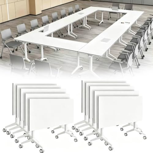 Folding Conference Table with Wheels, Mobile Flip-Top Training Table, Modular Space-Saving Meeting Table, with 2.5CM Thickened Desktop, for Office Classroom & Meeting Room