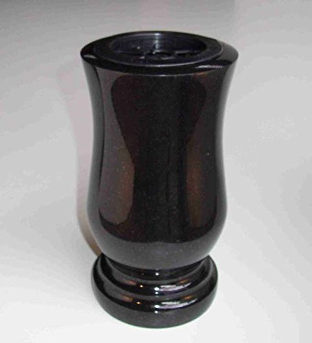 designgrab Grabvase Taille-Exclusiv aus poliertem Granit – 28×15 cm, schlank-zylindrisch, hochglanzpoliert, witterungsbeständig Schwedisch