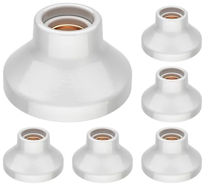 ledscom.de 6x Deckenleuchte/Lampenfassung ELEKTRA, Porzellan, weiß glänzend, 1x E27 max. 300W