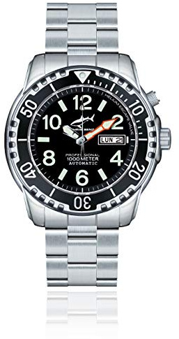 CHRIS BENZ DEEP 1000M Automatic Taucheruhr mit Metallband, Tintenfischschwarz