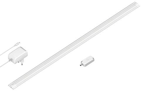 ledscom.de LED Unterbau-Leuchte SIRIS weiß matt mit Netzteil und Touch-Dimmer, flach, 90cm, 963lm, warm-weiß