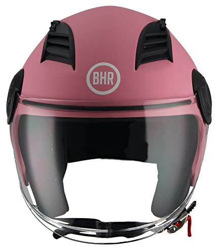 BHR Casco Demi-Jet 804 TOP| Casco Scooter Omologato ECE | Casco Motorino con Visiera Antigraffio e Sgancio Micrometrico | Rosa Opaco | XS