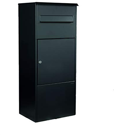 MEFA by Renz Paketbriefkasten OAK 480 (Farbe Tiefschwarz Struktur, großer Paketeinwurf, Postkasten mit Schloss, Größe 1010x421x344 mm) 480100M