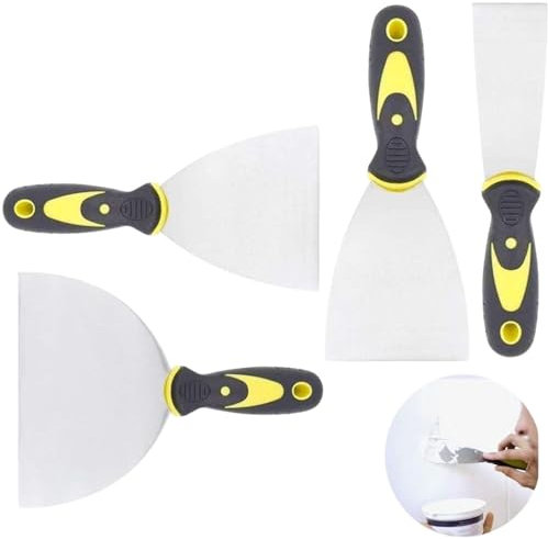 TOKERD 4 Stück Spachtel Set, Edelstahl Malerspachtel mit Kunststoffgriff, Spachtel zum Entfernen Tapeten, Palettenmesser Putty Messer Zum Verspachteln & Abkratzen von Farbe(2/3/4/5 Zoll)
