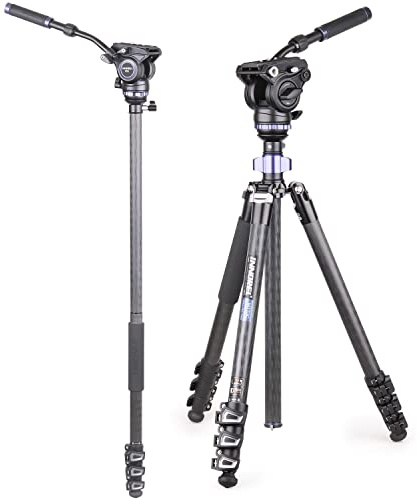 INNOREL MT70C 10-lagiges professionelles Videostativ-Kit aus Kohlefaser, mit Halbkugel-Nivellierer und Flüssigkeitskopf, Umrüstbar auf Einbeinstativ für DSLR, Kamera, Video, Camcorder