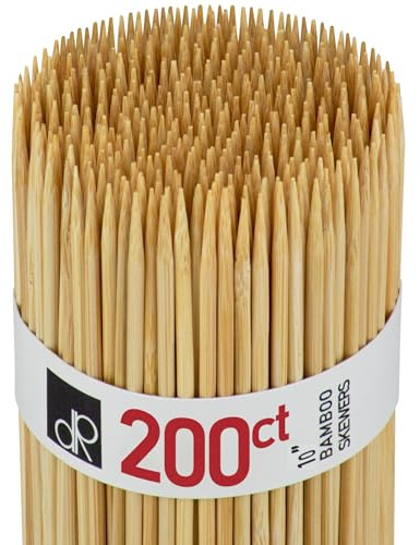 DecorRack 400 Pack Natural Bamboo Skewers 25 cm, Long Wooden Skewer Sticks for BBQ, Kebab, Grilling, Marshmallows, Smores, Fruits, Appetizers, Fondue, DIY Crafting, Barbecue Accessories (400 Pack)