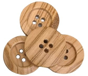 BOTIBOTON – 50 Boutons en bois naturel 4 trous - Mercerie boutons gros de couture pour cardigans, chemise, bebe, manteau, originaux de fantaisie, marron clair. Fabriqué et expédié d'Espagne * 20 mm