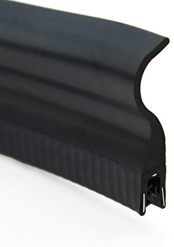 SMI-Dichtungsprofil DF13 für 2-3mm EPDM Vollgummi mit Stahleinlage selbstklemmend ohne Kleber - Kantenschutz mit Fahne oben Dichtung, Kantenschutzdichtprofil für Auto, Kofferraum (10 m)