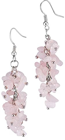 KYEYGWO Edelstein Ohrringe Steine Kristall Schmuck Damen | Stilvolle Trommelsteine Ohrhänger Ornament, Hängende Ohrhaken, Chakra Geschenk für Frauen