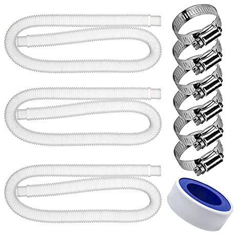 Poolschlauch 32mm Schwimmbadschlauch I Schlauch Pool I Schlauch für Poolpumpe I flexibler Wasserschlauch I Pumpenschlauch I Saugschlauch mit Schlauchschellen&10m Materialgürtel für den Pool (3pc*6pc)