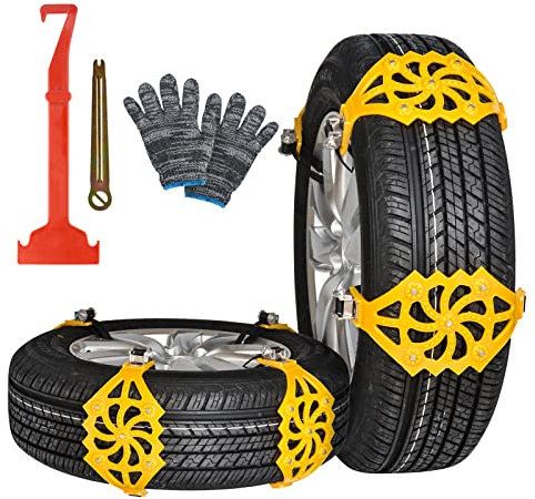 8Pcs Schneeketten Auto Ninonly Universal Schneeketten für Auto Reifen Anti-Rutsch Gürtel Schnee Auto Sicherheit Reifenketten Fit für Auto/SUV Reifenbreite mit 165mm-265mmm/6.5-10.4