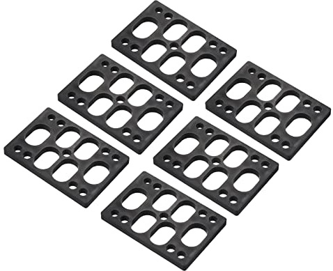 PATIKIL 6mm (0.24) Skateboard Riser Imbottiture, 6pz Plastica Longboard Riser Imbottiture Angolato Cuneo Urto Cuscinetti per Skateboard Camion, Nero