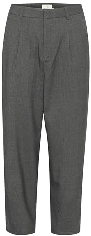 KAFFE Women's Trousers Cropped Length Tapered Legs High-Waisted Regular Waist Pantaloni, GrigioOscuro Melange, 46 Donna