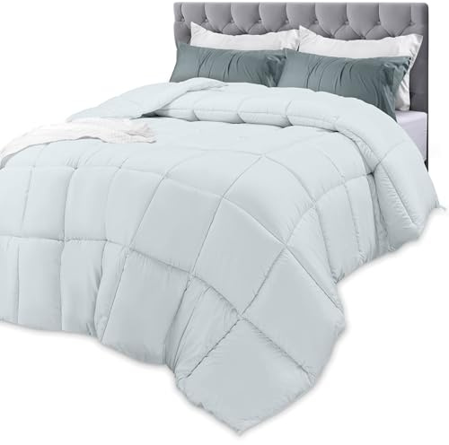 Utopia Bedding Edredón para Todas Las Estaciones 250 g/m², Fibra Siliconada de Felpa, Tamaño Individual/XL, Cosido en Caja (Gris Claro)