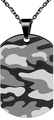 INFINIONLY Herren Edelstahl Camouflage Dog Tag Halsketten Kreativer Bullet Anhänger für Jungen Personalisierter Medaillons Kette für Jugendlich