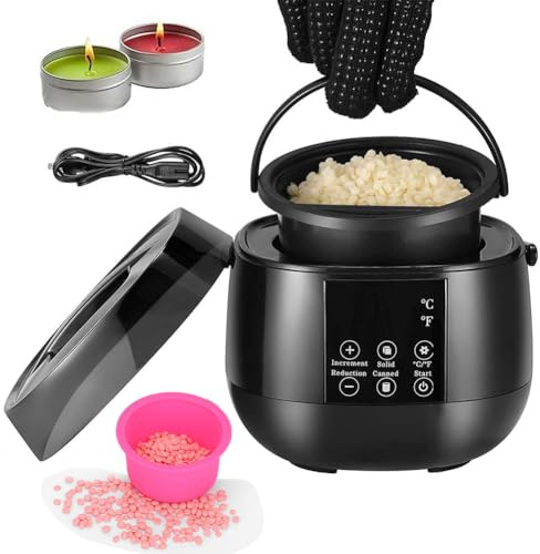Electric Candle Wax Melting Pot, Small Wax Melter for Candle Making, Non-Stick DIY Candle Making Kit with LED Temperature Display Candle Making Supplies for Adults Beginners, Women Men DIY Gift black