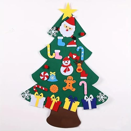 Filz Weihnachtsbaum Tannenbaum 1m für Kinder zum Schmücken mit 26 Abnehmbaren Dekorationen | FELTPINETREE