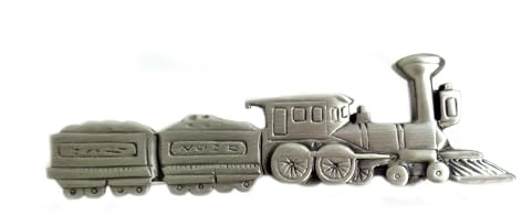 Krawattenklammer Lok Eisenbahn antiksilbern geschwärzt matt 6,2 cm l. + Geschenkbox