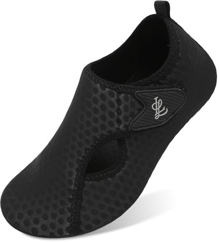 LeIsfIt Water Shoes for Women Men Swim Beach Barefoot Shoes Quick Dry Aqua Socks for Pool Diving Lake Surf, Black, 8-9 Women/7-7.5 Men