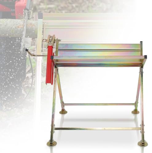 Ikodm Chevalet de sciage pour tronçonneuse, avec support de tronçonneuse, protection de chaîne, barre de mesure, peut supporter 150 kg de bois, chevalet pliable, aide à la scie, scie basculante,