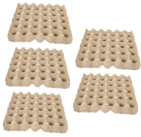 Cabilock Cartón de Huevos de Pulpa de Papel Beige, 30 Unidades en 5 Bandejas Apilables que Protegen los Huevos para Almacenamiento Seguro en Cocina o Granja
