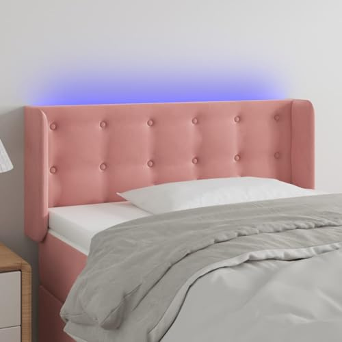 CKioict Betthaupt Wandkissen Bett Bettkopfteil Schlafzimmer LED Kopfteil Rosa 103x16x78/88 cm SamtGeeignet für Schlafzimmer, Gästezimmer, Schlafsaal