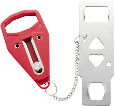 HOME MASTER HARDWARE Portable Door Lock, Travel Door Lock Red Extra Door Lock for Securing Doors from Inside, Privacy and Safety Door Lock Suitable in Home Hotel Apartment AirBNB Gifts for Women