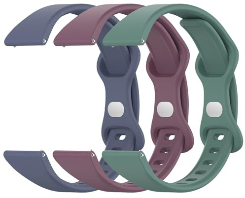 Lzwldan 3 Pack Slim Silicone Watch Bands, 18mm 19mm 20mm 22mm Quick Release Band Soft Sport Strap Replacement Wristbands for Women Men