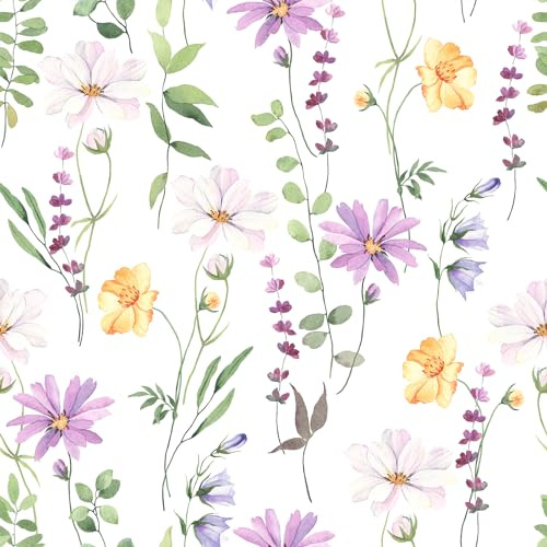 VaryFloral Carta Parati Adesiva Muro Margherita Floreale Pellicola Adesiva per Mobili 30.5cmx300cm Bianco Decorazioni Parete Foglie Fiorite Impermeabile Carta da Parati Camera da Letto Armadi