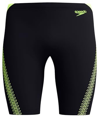 Speedo Hyperboom Splice Jammer Swimming Trunks | Quick Drying | Training | Fitness | Chlorine Resistant Jammer para Hombre, Black/Hyper Yellow, 40