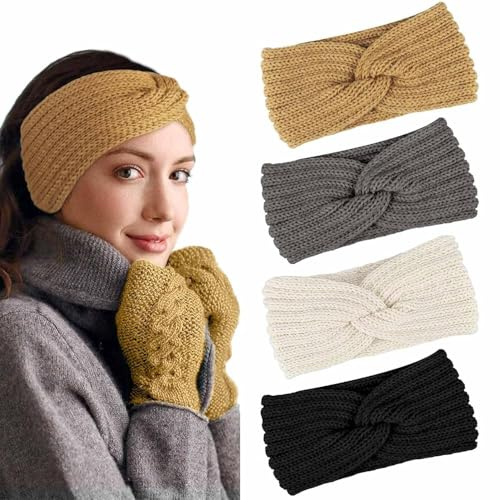 PROPOG Bandeau Cheveux Femme Hiver, Chaud Bandeau Cache Oreille Femme Bandeau Hiver Beaux Crochet Bandeau Oreille Femme Fille Tricoté Headband Cadeau de Noël