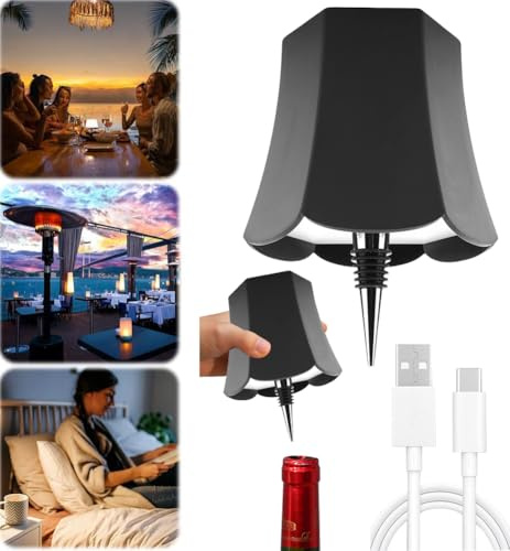Kabellose Flaschenlampe Lampe Für Flaschenhals, Flaschenlicht Lampe Aufsatz Led Aufladbar, Lampenschirm Für Flaschen Touch Lampe Kabellos Flaschenleuchte 3 Farben Für Bars Restaurants (Schwarz C)