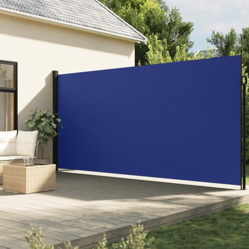 Toldo lateral retráctil para césped y jardín, color azul, 200 x 500 cm, para exteriores