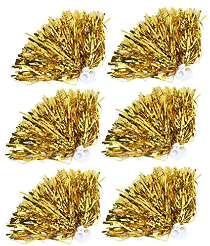 Jwthee Cheerleader-Pompons, 6 Stück, Cheerleader-Pompons, Cheer-Pompons, Cheer-Pompons für Kinder und Erwachsene, für Sport, Party, Tanz, Team, Tanzparty, Zubehör (Gold)