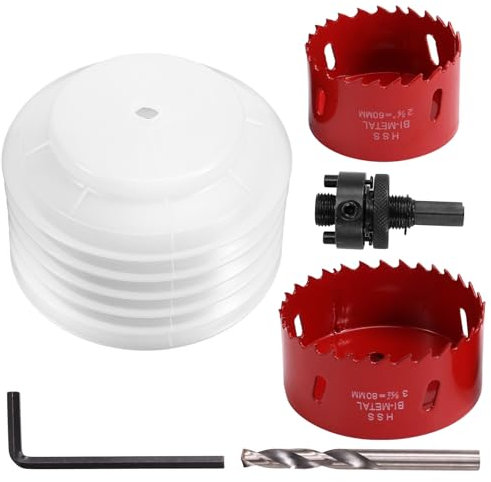 Muuoeou Scie cloche de 80 mm, avec bac à poussière, pour 3 spots encastrables, scie cloche de 60 mm, pour 2 spots LED encastrables