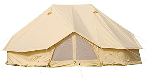 Tienda de campaña de lona de algodón de 6 m con 3 puertas, extra grande, impermeable, con agujero para estufa de techo, para camping, senderismo, fiesta familiar, se adapta a 8 12 personas