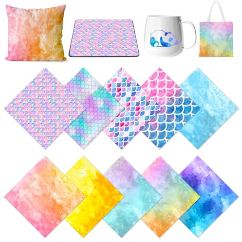 Infusible Transfer Ink Sheets für Cricut 10 Farbe Tie Dye Infusible Ink Folie 30.5x30.5cm Sublimation Papier Sublimationstintenblatt für Wärmepressmaschine für for DIY T-Shirt, Tasse, Canvas Tote