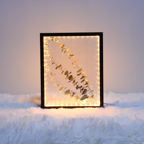 HanYun 3D Bilderrahmen Zum Befüllen mit LED-Lichterketten, 21.5X26.5cm Bilderrahmen Schwarz n tiefer 3.8cm, Objektrahmen 3D Rahmen für Objekte Bilder Blumen Erinnerungsbox für Andenken (Schwarz)