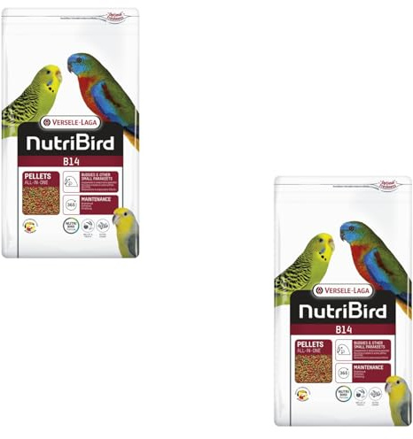 Versele-Laga NutriBird B14 | Doppelpack | 2 x 800 g | Erhaltungsfutter für Wellensittiche und andere kleine Sittiche | Zur Unterstützung der Darmflora | Ausgewogenes Futter