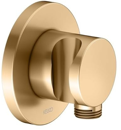 KEUCO Schlauchanschluss mit Brausehalter, Rosette rund, 59592250001, Farbe: Messing gebürstet