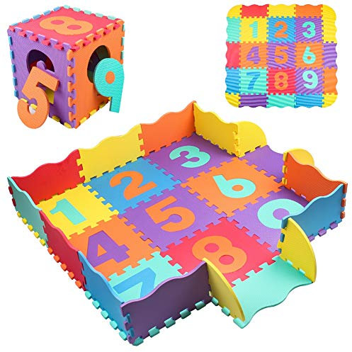 Tappeto Bambini Puzzle con Certificato CCC e testato TÜV in soffice Schiuma EVA | Tappeto Gioco Bambini Recinto 120x120cm (1cm Spessore)