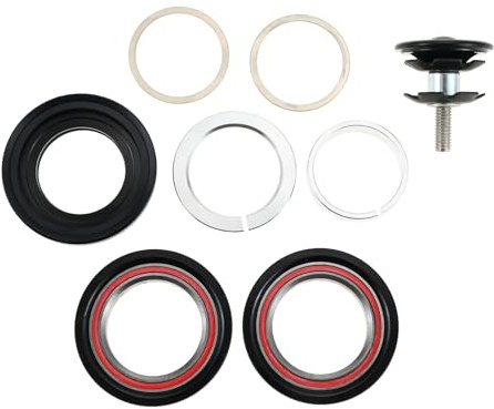 MUXSAM Bike Bearing Head Set,Bicycle Cycling Front Fork Bearing Bowl Threadless Tapered Sealed Nuts Aluminum Alloy 44mm External Headset Steering Stem Bearings Accessory for Mountain Bicycles