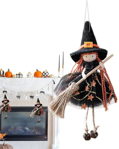 Opdestn Muñeca Bruja de Cocina para la Buena Suerte, Adorno Colgante de Muñeca de Bruja, Accesorios Fotográficos Decoración Coleccionable Colgante para Ventana Jardín Patio Pared Casa Embrujada