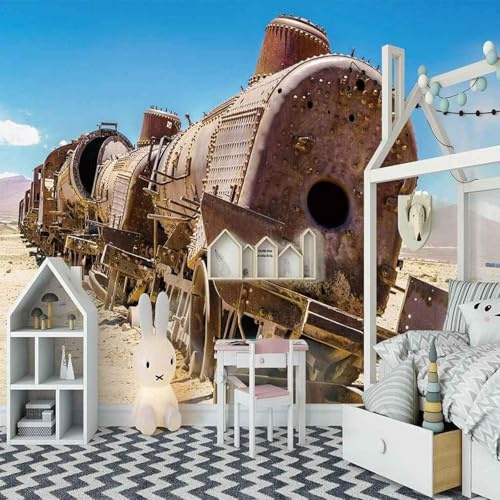 Kubischer Retro Würfelzug Himmel 3D Tapeten Tapete Luxus Home Esszimmer Fototapete Effekt Wohnzimmer Schlafzimmer Kinderzimmer-430cm×300cm