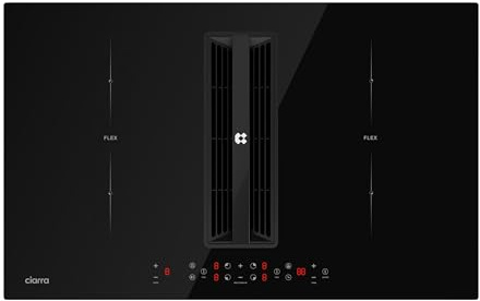 CIARRA One CBBEH834BBFF Piano Cottura a Induzione con Cappa Integrata 7kW 83cm, Piano Induzione 4 Fouchi | Sistema Plasma+ | PowerBoost | Flex Zone