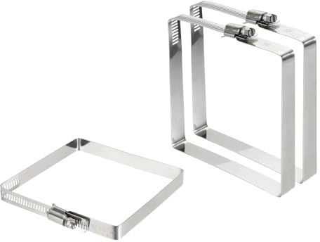 sourcing map Lot de 3 colliers de serrage rectangulaires en acier inoxydable 304, réglables de 9,9 x 10,9 cm, colliers de serrage carrés pour conduit, support de câble, systèmes de projet de pont