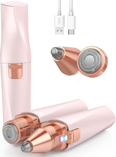Rasoio Elettrico Donna Per Viso Rasoio sopracciglia - IFANZETECH rasoio viso donna baffetti Rasoio Sopracciglia Rasoio Elettrico Donna con Luce LED per Rimozione Peli per Labbra Viso, Rosa