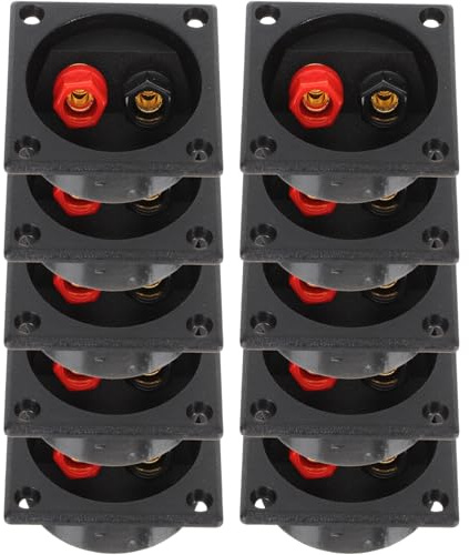 VANZACK 10Pcs Speaker Box Terminal Board Wire Connector for Car Audio DIY Subwoofer Loudspeaker Junction with Screw Up Terminals Secure Signal Transfer Easy Installation Black